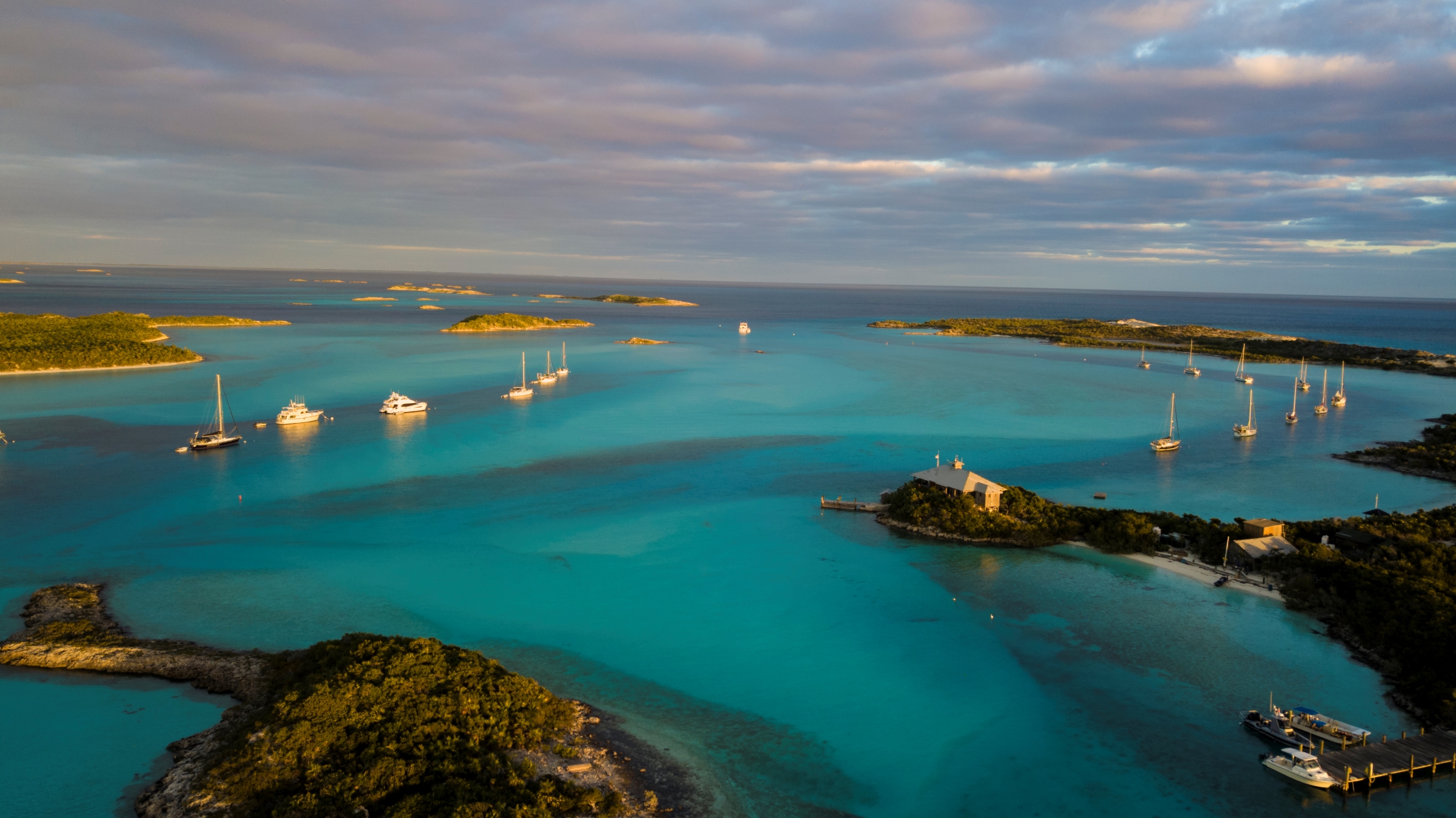 Sunset over Warderick Wells in the Exuma Cays Land and Sea Park