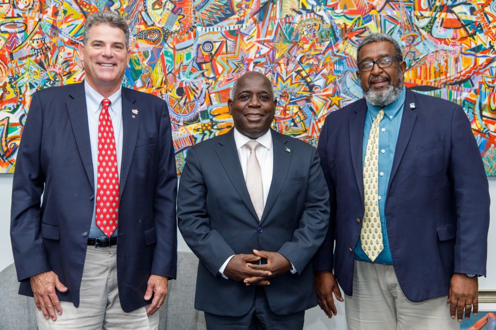 Picture of Bahamas National Trust President Geoff Andrews, Prime Minister of The Bahamas, Philip Brave Davis; and Bahamas National Trust Executive Director, Eric Carey